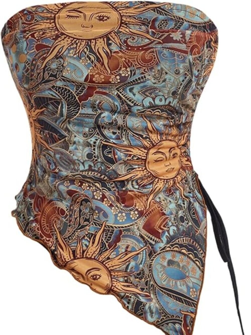 New -Women's Boho Crop Top Y2k Asymmetrical Bandana Tube Tops 2000s Clothing